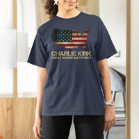 Charlie Kirk T Shirt For Women Great American Patriot USA Flag - Wonder Print Shop