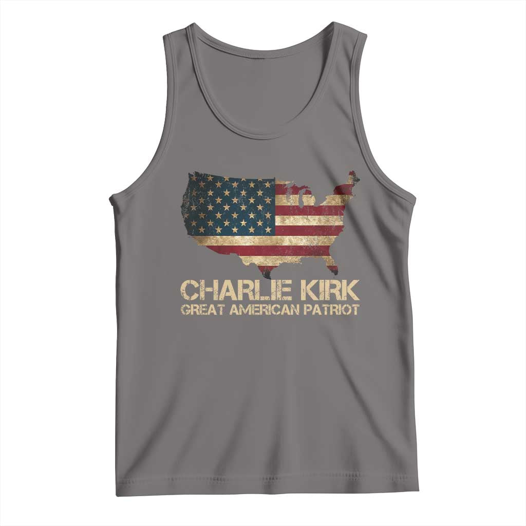 Charlie Kirk Tank Top Great American Patriot USA Flag - Wonder Print Shop