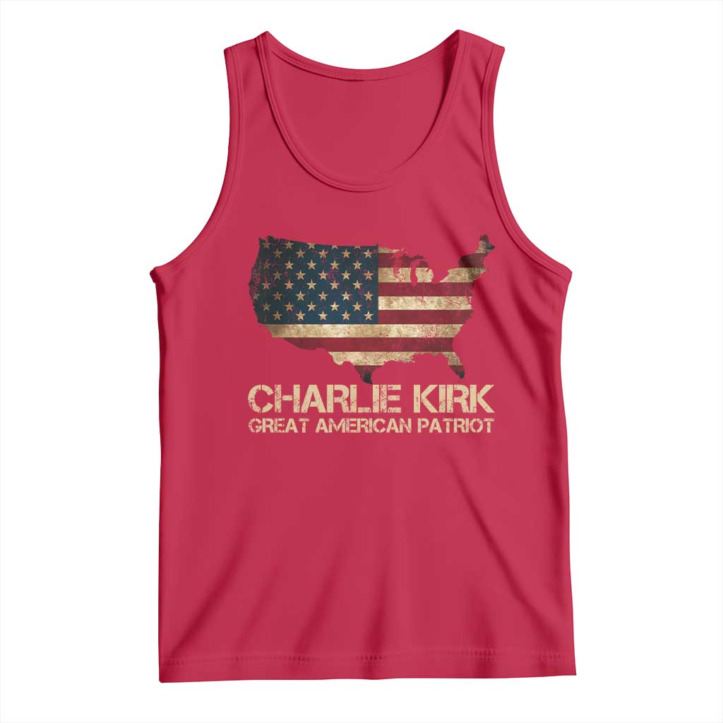 Charlie Kirk Tank Top Great American Patriot USA Flag - Wonder Print Shop