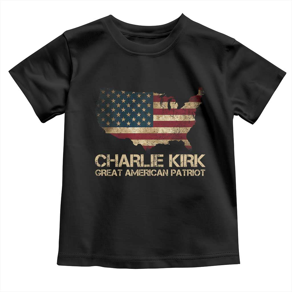Charlie Kirk Toddler T Shirt Great American Patriot USA Flag - Wonder Print Shop