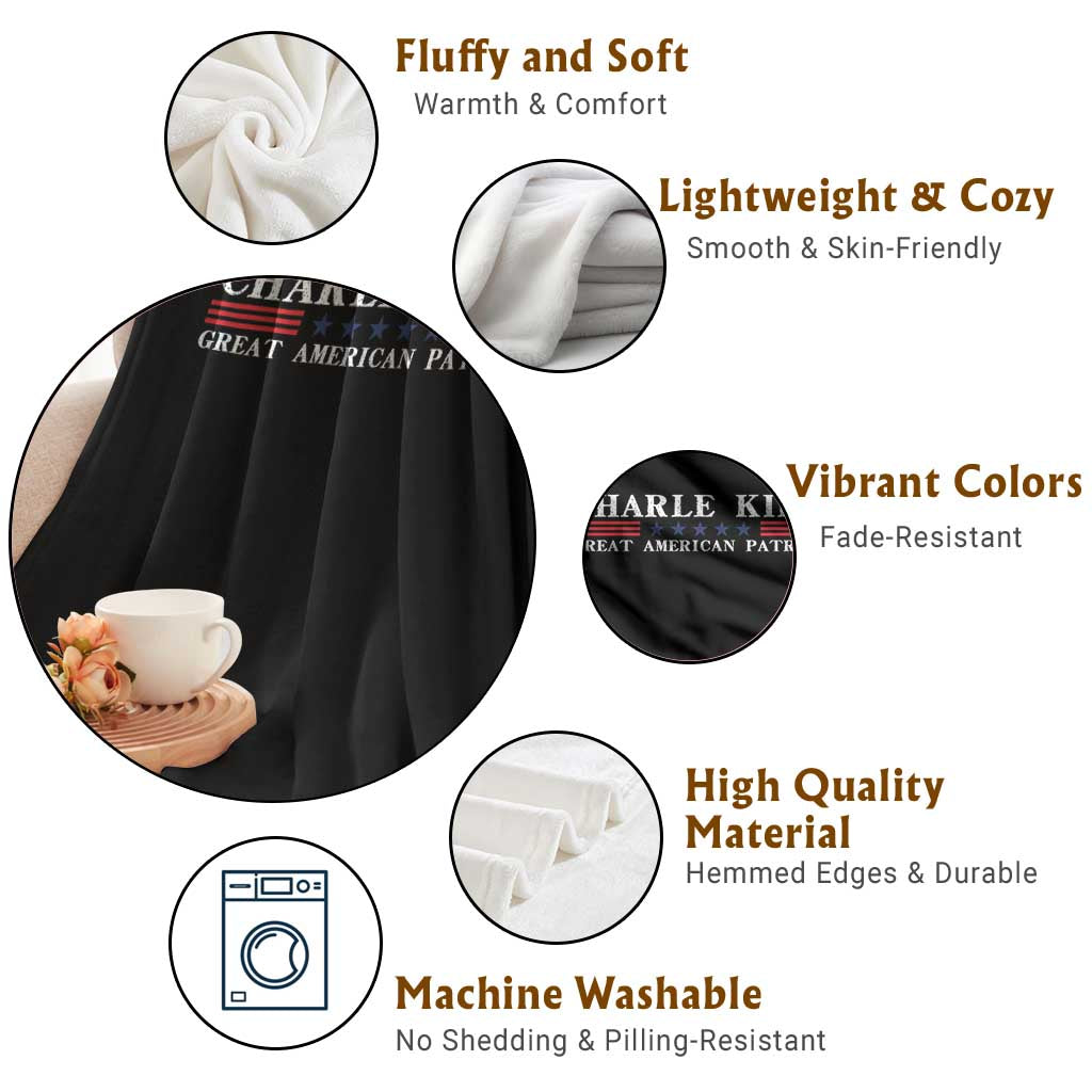 Charlie Kirk Throw Blanket Great American Patriot USA Freedom Conservative - Wonder Print Shop