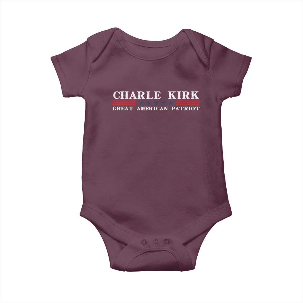 Charlie Kirk Baby Onesie Great American Patriot USA Freedom Conservative - Wonder Print Shop