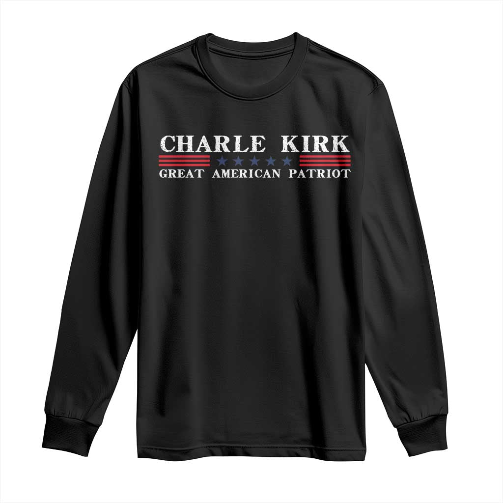 Charlie Kirk Long Sleeve Shirt Great American Patriot USA Freedom Conservative - Wonder Print Shop