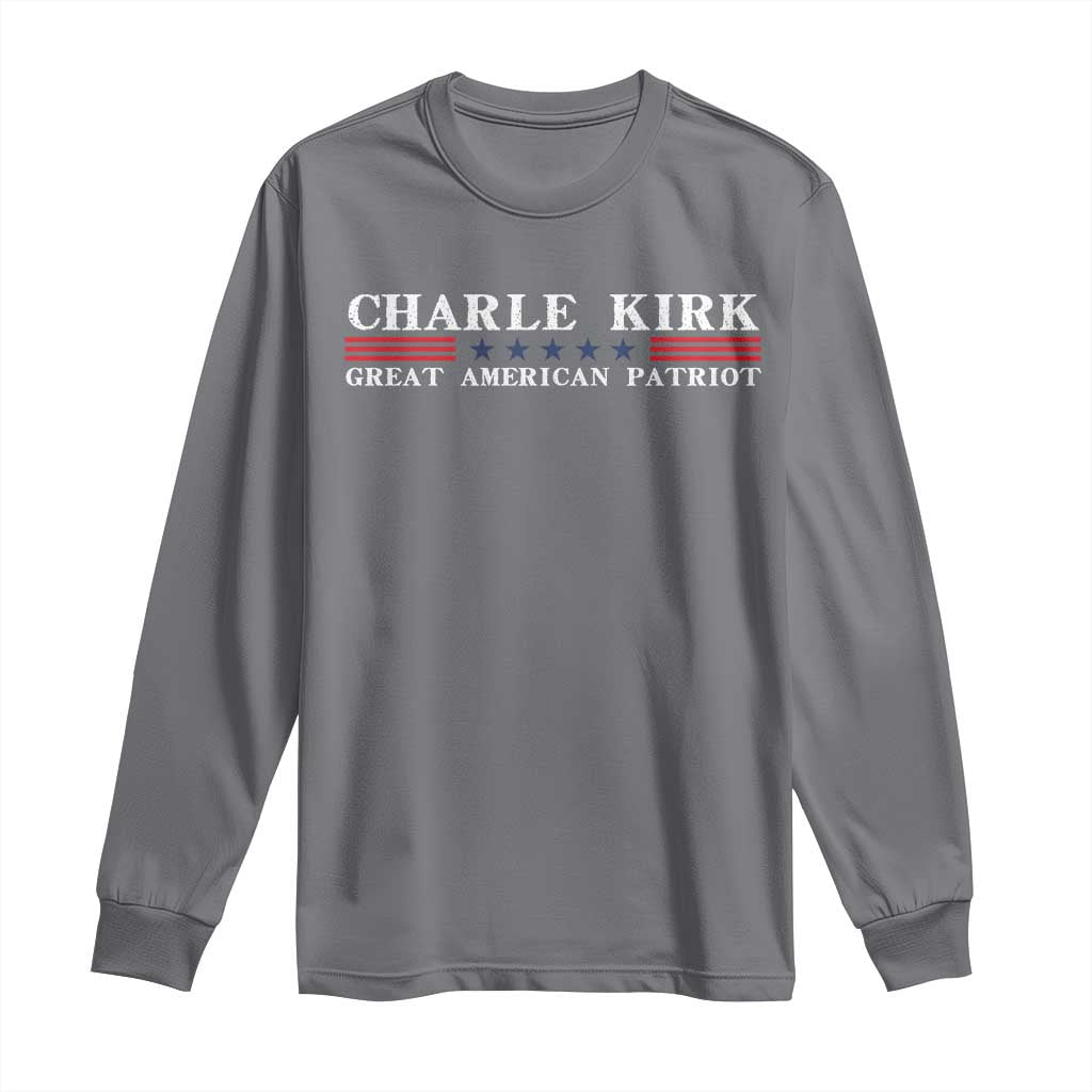Charlie Kirk Long Sleeve Shirt Great American Patriot USA Freedom Conservative - Wonder Print Shop