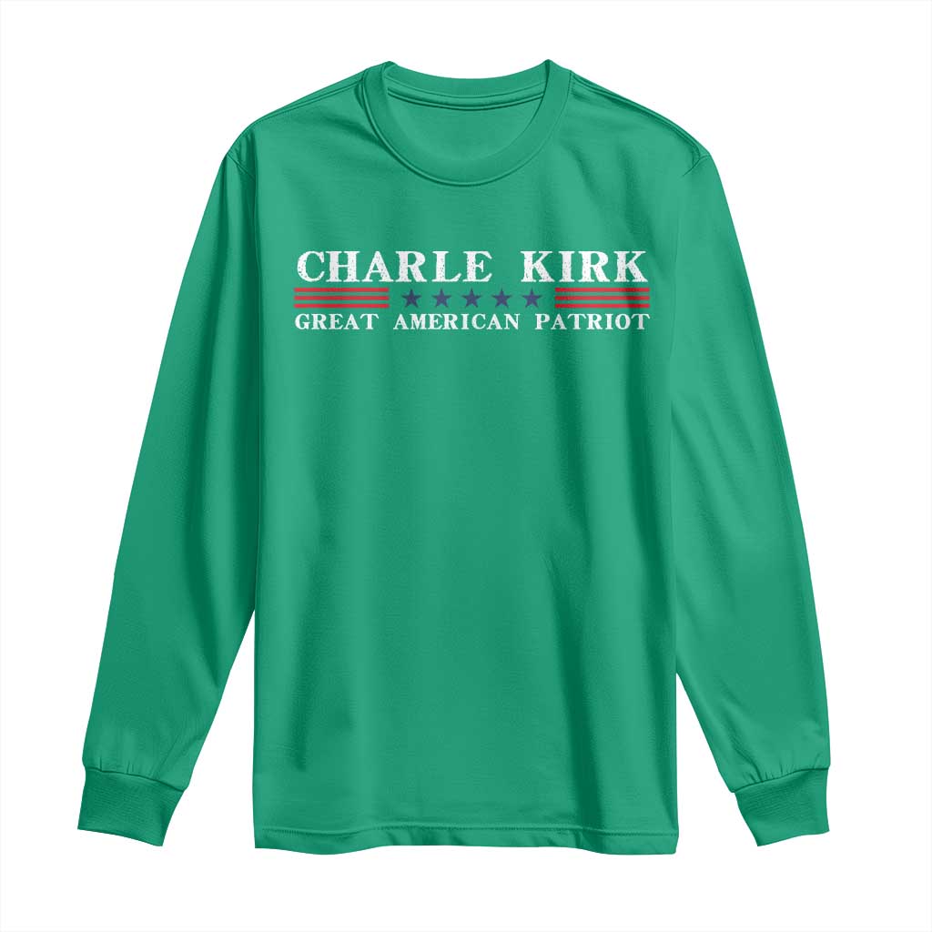 Charlie Kirk Long Sleeve Shirt Great American Patriot USA Freedom Conservative - Wonder Print Shop