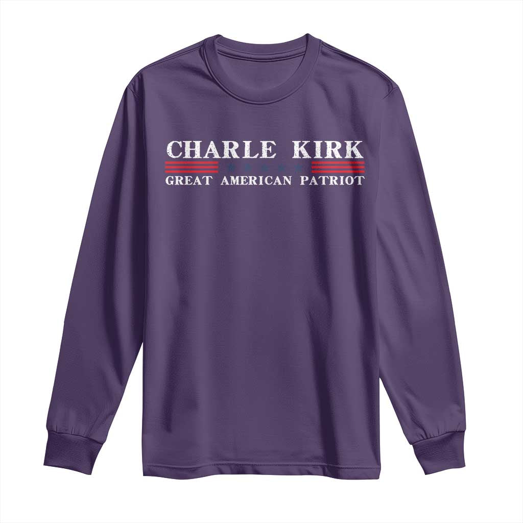 Charlie Kirk Long Sleeve Shirt Great American Patriot USA Freedom Conservative - Wonder Print Shop