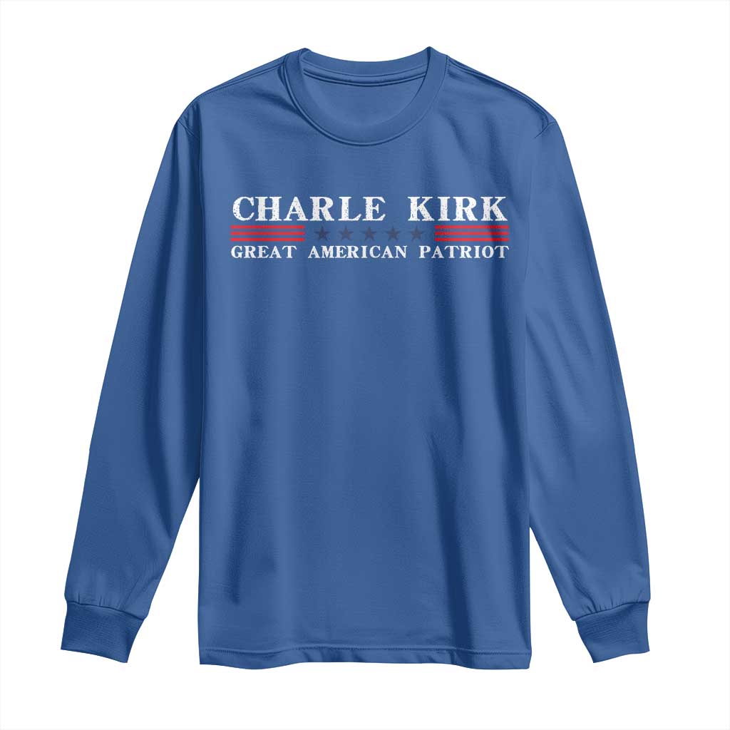 Charlie Kirk Long Sleeve Shirt Great American Patriot USA Freedom Conservative - Wonder Print Shop
