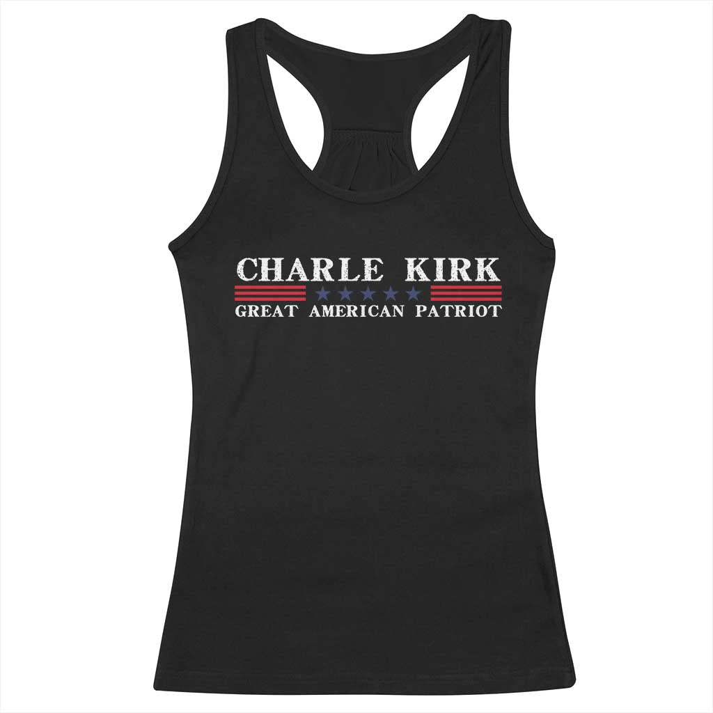 Charlie Kirk Racerback Tank Top Great American Patriot USA Freedom Conservative - Wonder Print Shop