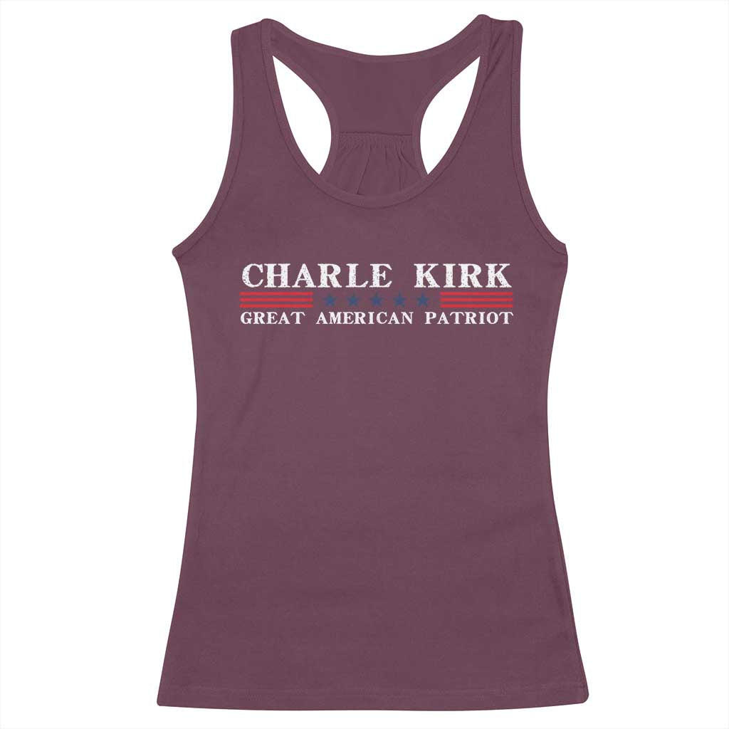 Charlie Kirk Racerback Tank Top Great American Patriot USA Freedom Conservative - Wonder Print Shop