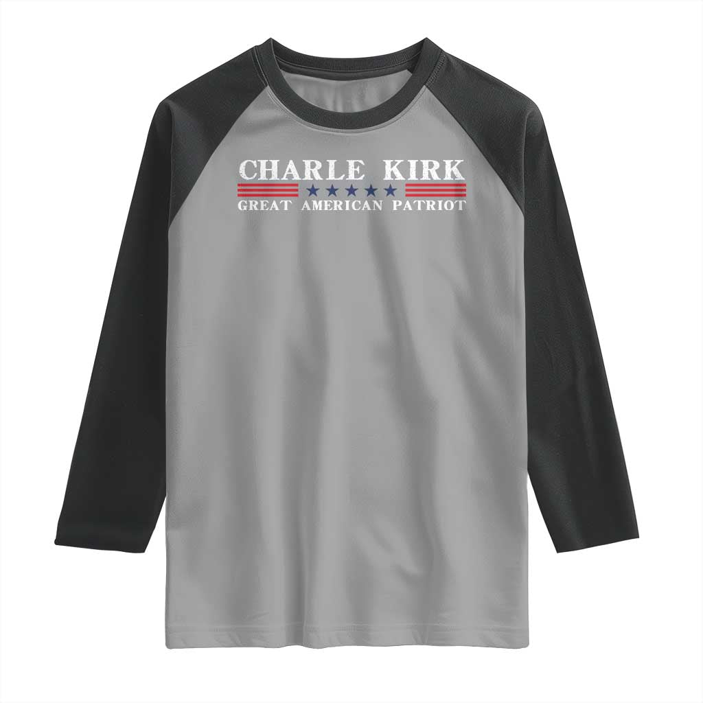 Charlie Kirk Raglan Shirt Great American Patriot USA Freedom Conservative - Wonder Print Shop