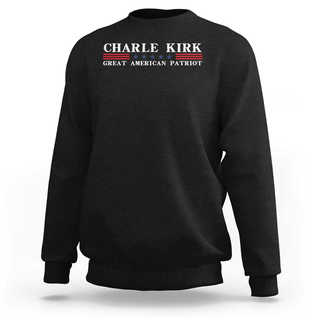 Charlie Kirk Sweatshirt Great American Patriot USA Freedom Conservative - Wonder Print Shop