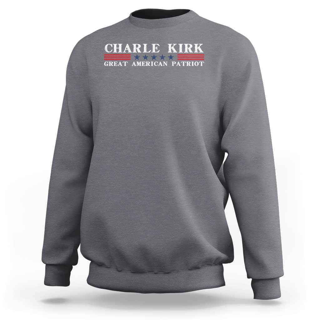 Charlie Kirk Sweatshirt Great American Patriot USA Freedom Conservative - Wonder Print Shop