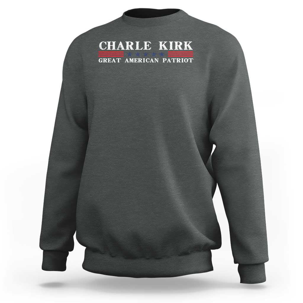 Charlie Kirk Sweatshirt Great American Patriot USA Freedom Conservative - Wonder Print Shop