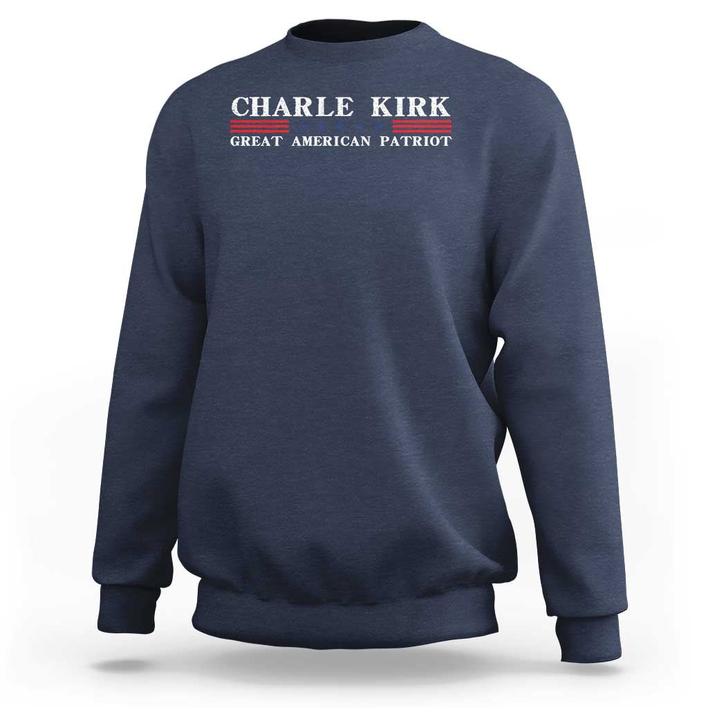 Charlie Kirk Sweatshirt Great American Patriot USA Freedom Conservative - Wonder Print Shop