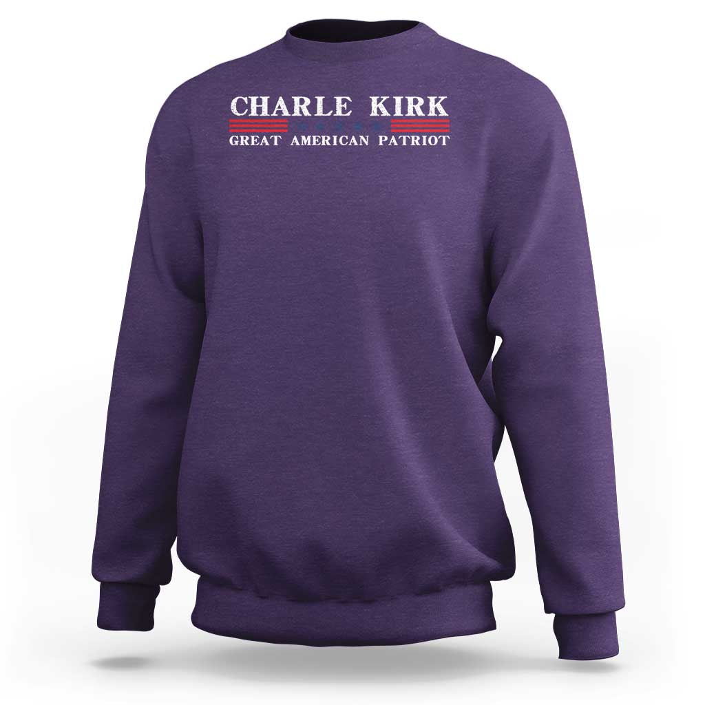 Charlie Kirk Sweatshirt Great American Patriot USA Freedom Conservative - Wonder Print Shop