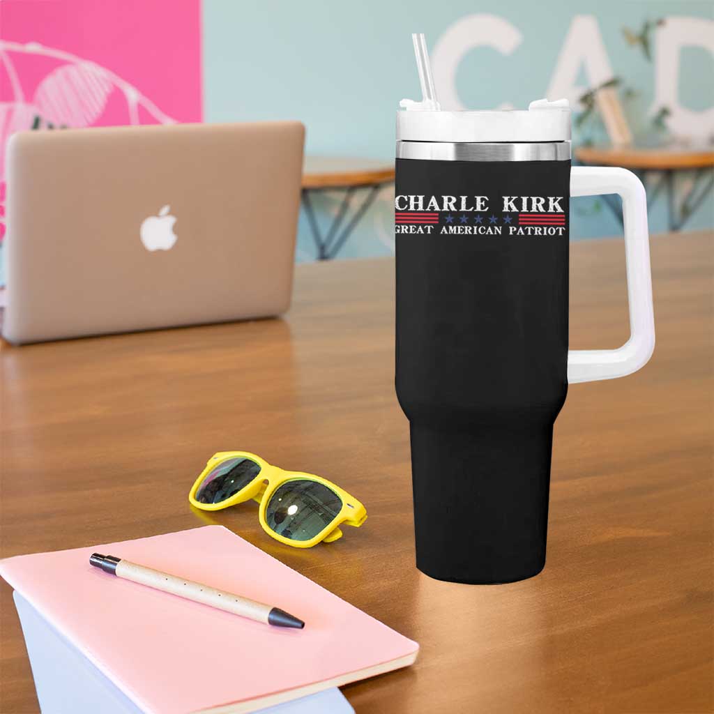 Charlie Kirk Tumbler With Handle Great American Patriot USA Freedom Conservative - Wonder Print Shop