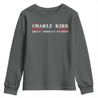 Charlie Kirk Youth Sweatshirt Great American Patriot USA Freedom Conservative - Wonder Print Shop