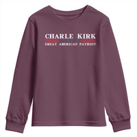 Charlie Kirk Youth Sweatshirt Great American Patriot USA Freedom Conservative - Wonder Print Shop