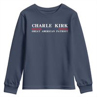 Charlie Kirk Youth Sweatshirt Great American Patriot USA Freedom Conservative - Wonder Print Shop