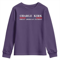 Charlie Kirk Youth Sweatshirt Great American Patriot USA Freedom Conservative - Wonder Print Shop