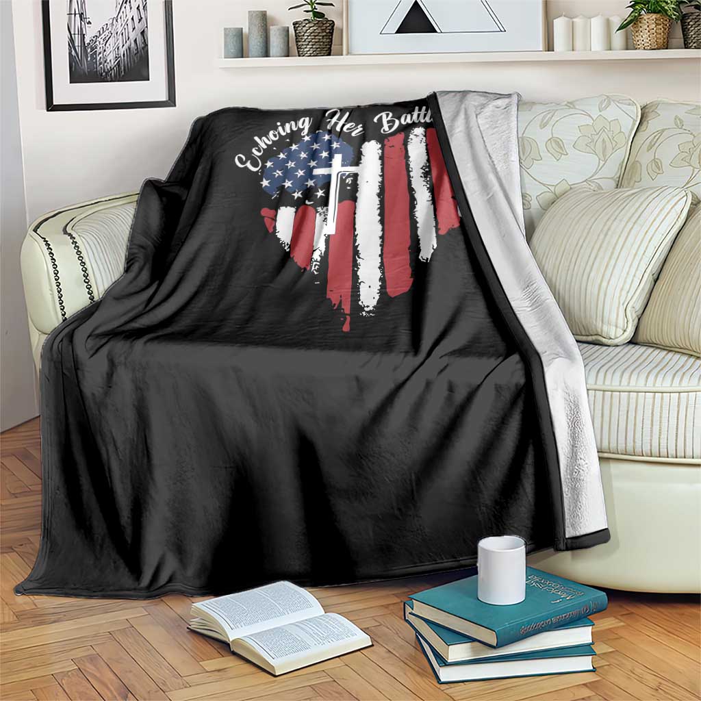 Charlie Kirk Memorial Throw Blanket Battle Cry Erika Kirk Christian USA Flag Cross - Wonder Print Shop