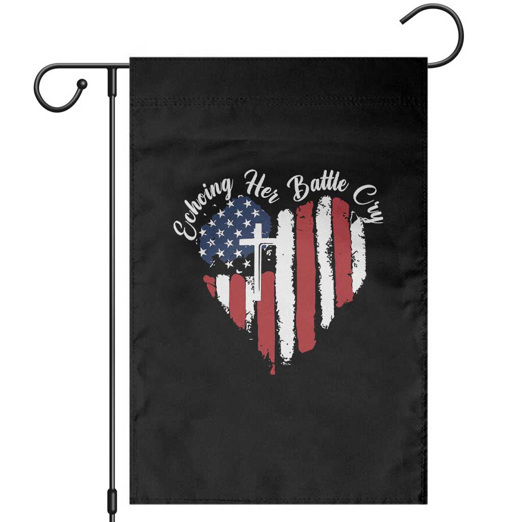 Charlie Kirk Memorial Garden Flag Battle Cry Erika Kirk Christian USA Flag Cross - Wonder Print Shop