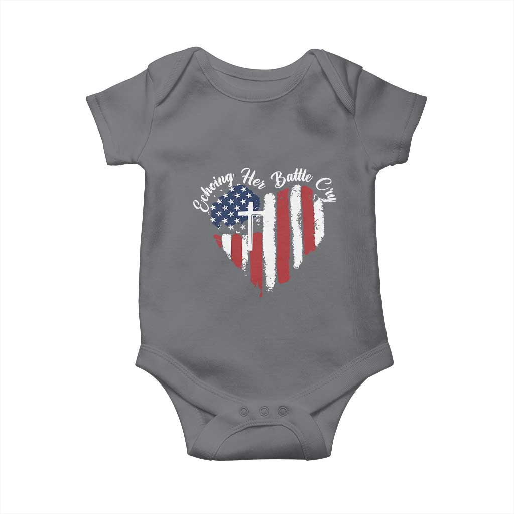 Charlie Kirk Memorial Baby Onesie Battle Cry Erika Kirk Christian USA Flag Cross - Wonder Print Shop