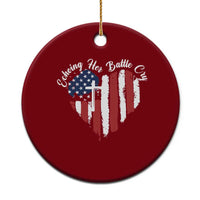 Charlie Kirk Memorial Ceramic Ornament Battle Cry Erika Kirk Christian USA Flag Cross - Wonder Print Shop