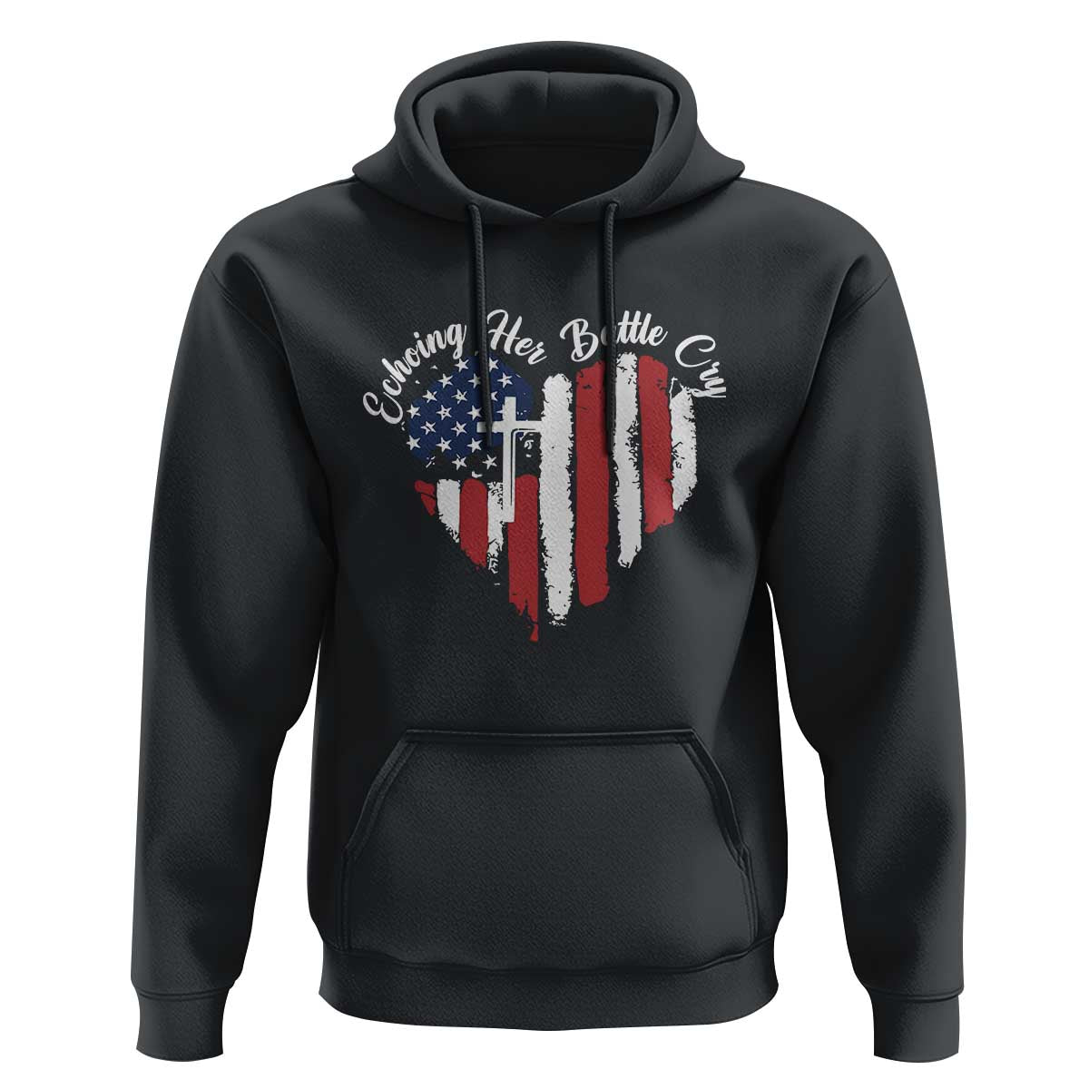 Charlie Kirk Memorial Hoodie Battle Cry Erika Kirk Christian USA Flag Cross - Wonder Print Shop