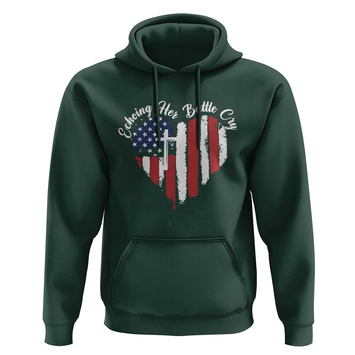 Charlie Kirk Memorial Hoodie Battle Cry Erika Kirk Christian USA Flag Cross - Wonder Print Shop