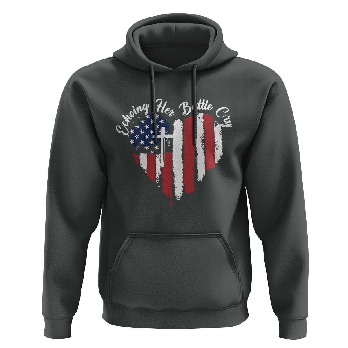 Charlie Kirk Memorial Hoodie Battle Cry Erika Kirk Christian USA Flag Cross - Wonder Print Shop