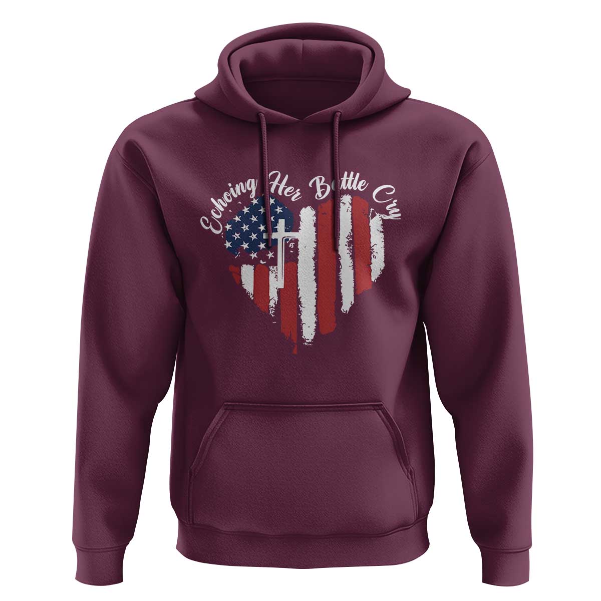 Charlie Kirk Memorial Hoodie Battle Cry Erika Kirk Christian USA Flag Cross - Wonder Print Shop