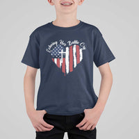 Charlie Kirk Memorial T Shirt For Kid Battle Cry Erika Kirk Christian USA Flag Cross - Wonder Print Shop