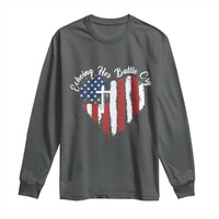 Charlie Kirk Memorial Long Sleeve Shirt Battle Cry Erika Kirk Christian USA Flag Cross - Wonder Print Shop