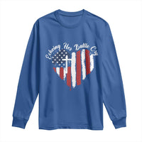 Charlie Kirk Memorial Long Sleeve Shirt Battle Cry Erika Kirk Christian USA Flag Cross - Wonder Print Shop