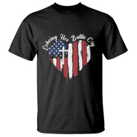 Charlie Kirk Memorial T Shirt Battle Cry Erika Kirk Christian USA Flag Cross - Wonder Print Shop
