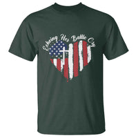 Charlie Kirk Memorial T Shirt Battle Cry Erika Kirk Christian USA Flag Cross - Wonder Print Shop