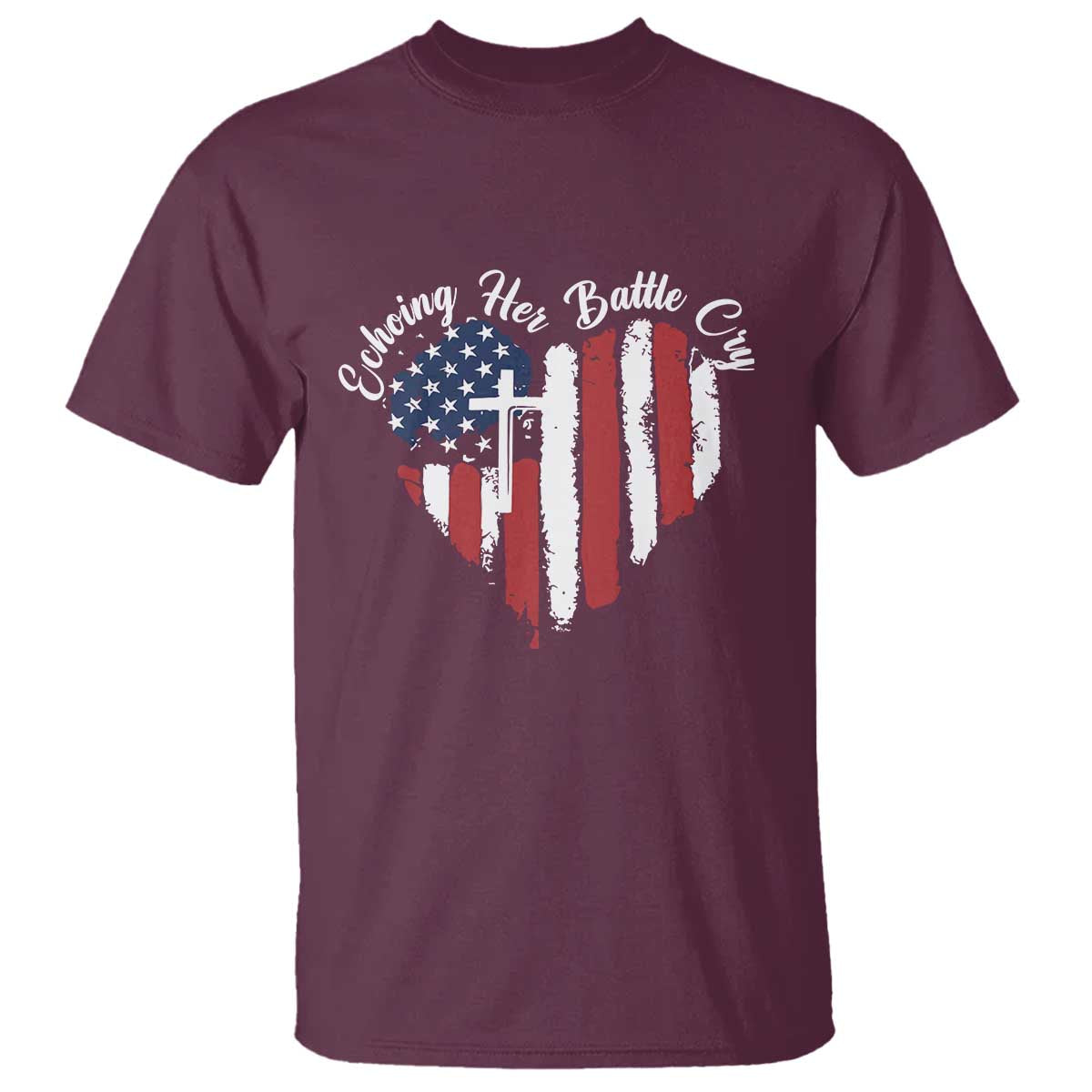 Charlie Kirk Memorial T Shirt Battle Cry Erika Kirk Christian USA Flag Cross - Wonder Print Shop