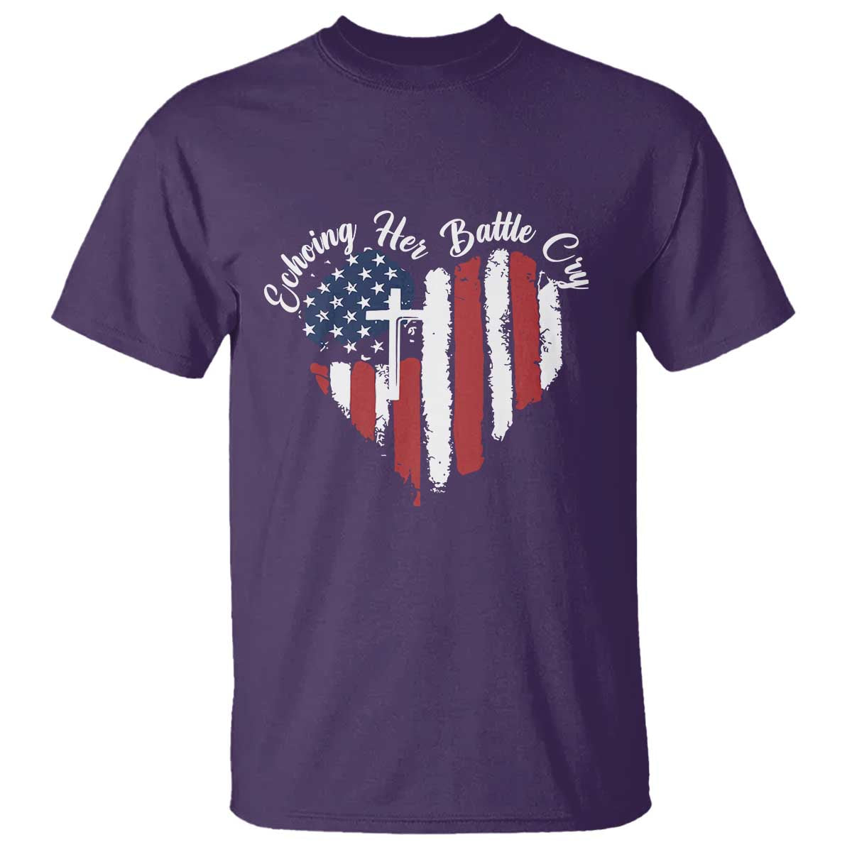 Charlie Kirk Memorial T Shirt Battle Cry Erika Kirk Christian USA Flag Cross - Wonder Print Shop