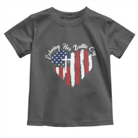 Charlie Kirk Memorial Toddler T Shirt Battle Cry Erika Kirk Christian USA Flag Cross - Wonder Print Shop