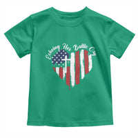 Charlie Kirk Memorial Toddler T Shirt Battle Cry Erika Kirk Christian USA Flag Cross - Wonder Print Shop