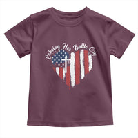 Charlie Kirk Memorial Toddler T Shirt Battle Cry Erika Kirk Christian USA Flag Cross - Wonder Print Shop