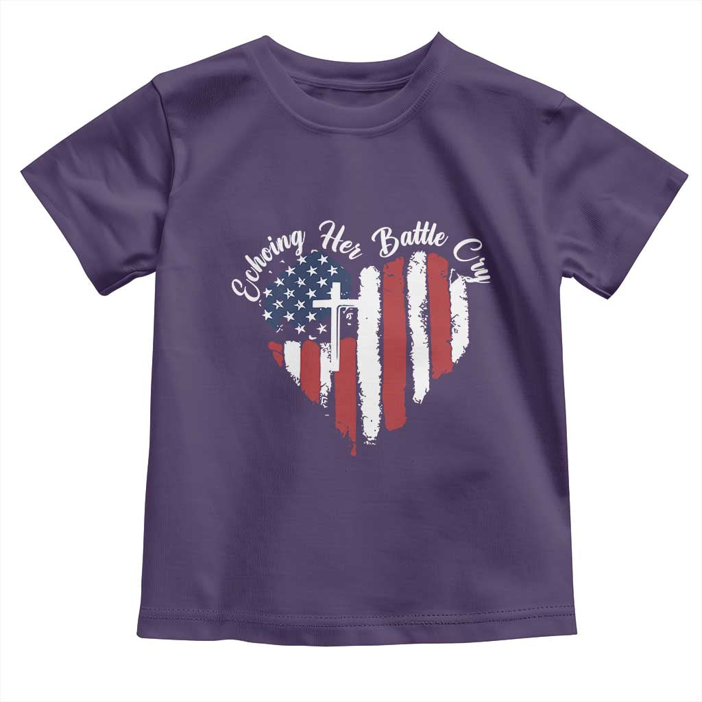 Charlie Kirk Memorial Toddler T Shirt Battle Cry Erika Kirk Christian USA Flag Cross - Wonder Print Shop