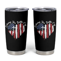 Charlie Kirk Memorial Tumbler Cup Battle Cry Erika Kirk Christian USA Flag Cross - Wonder Print Shop