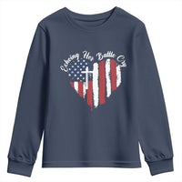 Charlie Kirk Memorial Youth Sweatshirt Battle Cry Erika Kirk Christian USA Flag Cross - Wonder Print Shop
