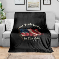 God Family Country In That Order Throw Blanket Charlie Kirk Patriotic Christian Vintage USA Flag - Wonder Print Shop
