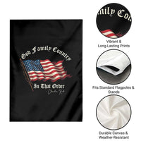 God Family Country In That Order Garden Flag Charlie Kirk Patriotic Christian Vintage USA Flag - Wonder Print Shop