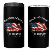 God Family Country In That Order 4 in 1 Can Cooler Tumbler Charlie Kirk Patriotic Christian Vintage USA Flag - Wonder Print Shop