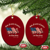 God Family Country In That Order Ceramic Ornament Charlie Kirk Patriotic Christian Vintage USA Flag - Wonder Print Shop
