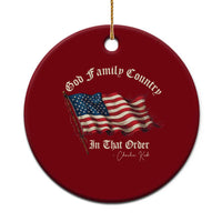 God Family Country In That Order Ceramic Ornament Charlie Kirk Patriotic Christian Vintage USA Flag - Wonder Print Shop